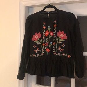 Floral Embroidered Cotton Zara Top